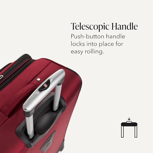 SWISSGEAR Sion Softside Expandable Spinner Luggage Durable Lightweight Travel Suitcase, Burgundy, Checked-Medium