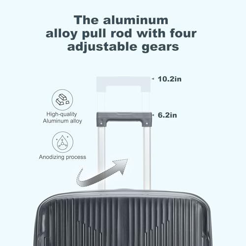 Nazhura Luggage Set, 3-Piece Hardside Suitcase Set, 20-inch Carry On, 24-inch, 28-inch Luggage (Grey)