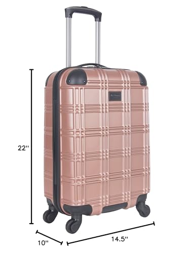 Ben Sherman Nottingham Lightweight Hardside 4-Wheel Spinner Travel Luggage, Rose Gold, 20-Inch Carry On