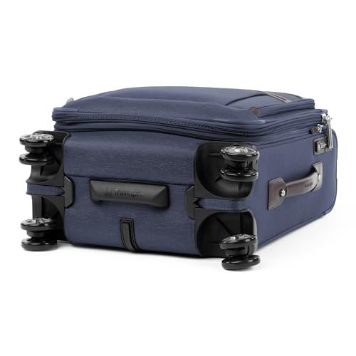 Travelpro Platinum Elite Softside Expandable Carry on Luggage, 8 Wheel Spinner Suitcase, USB Port, Men and Women, International, True Navy, Carry On 19-Inch