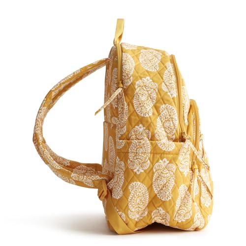 Vera Bradley Women's Bancroft Backpack - Premium Cotton, Iconic Paisley Sunflower, One Size