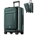 Coolife Carry On Luggage Suitcase : 22x14x9 Airline Approved Travel Luggage with Spinner Wheels, Front Pocket Expandable Hardshell Suitcases with TSA Lock Green