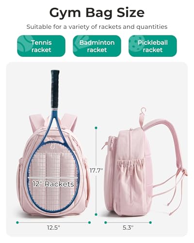 BAGSMART Tennis Gym Bag for Women, 3-in-1 Sports Duffle Sling Backpack