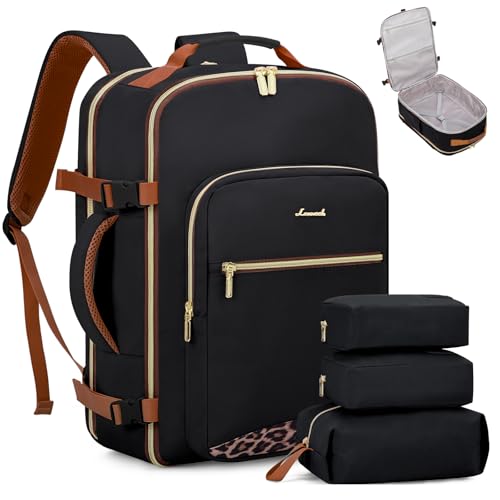 LOVEVOOK 40L Travel Backpack Flight Approved Carry on Backpack,3 Packing Cubes,Waterproof Personal Item Travel Bag,TSA Carry on Luggage Suitcase Travel Essentials,Gifts for Women & Men,fits 17" Laptop
