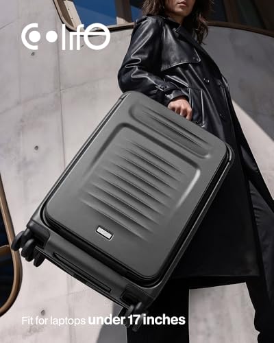 Coolife Luggage Sets Checked Suitcases - 2 Piece, Travel Carry on with Spinner Wheels, Expandable Hardside Large Suitcase with TSA Lock,20+29 Inch Grey