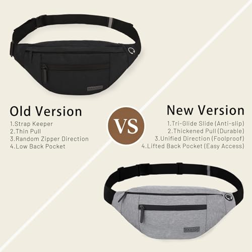 MAXTOP Large Crossbody Fanny Pack with 4-Zipper Pockets,Gifts for Enjoy Sports Festival Workout Traveling Running Casual Hands-Free Wallets Waist Pack Phone Bag Carrying All Phones