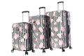 Betsey Johnson Designer Luggage Collection - Expandable 3 Piece Hardside Lightweight Spinner Suitcase Set (Stripe Roses)