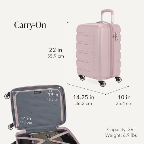 SwissGear 7366 Signature Hardside Expandable Luggage with Spinner Wheels, TSA Lock, Cup-Holder, Pink, 2-Piece Set (19/27)