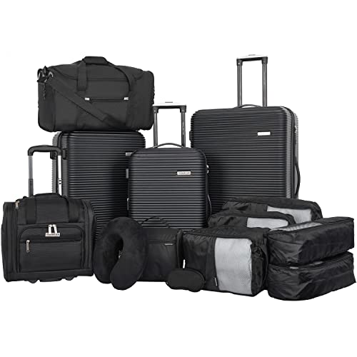 Travelers Club 14 Piece Riddock Luggage and Travel Accessories Set, Black