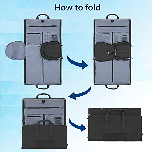 BUG Garment Bags, Convertible Garment Bag with Shoulder Strap, Shoes Compartment, Carry on Travel Suit Bags, 2 in 1 Garment Duffle Bag for Men Women Weekender Bag (Extra Large Dark Black)