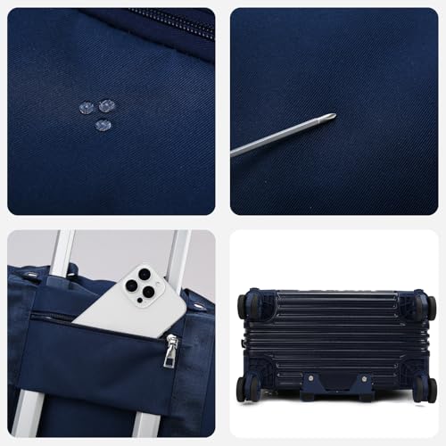 Dufanxi Expandable Rolling Travel Bag with Removable Wheels & Handle, Large Capacity Wheeled Duffle Tote, Foldable Carry On Luggage for Women, Lightweight Weekender Overnight Bag (DarkBlue)