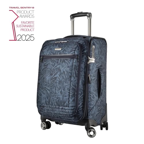 Ricardo Beverly Hills Avalon Softside Carry-On Luggage Made with Sustainable 100% Recycled PET (rPET), Lightweight, Eco-Friendly Travel, Expandable, Dual Spinner Wheels, Serengeti Night, 20-inch