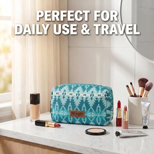 Montana West X Wrangler Travel Makeup Bag Waterproof Cosmetic Bag Portable Makeup Pouch for Women Large Toiletry Bag