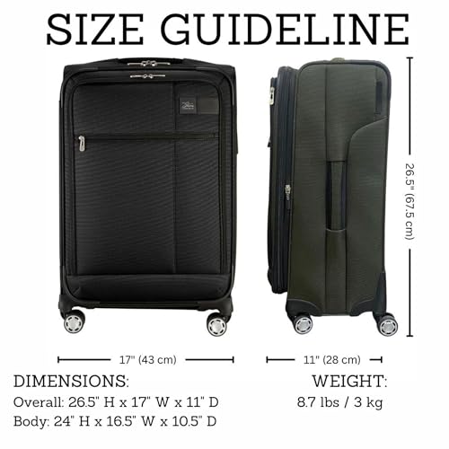 Skyway Sigma 7.0 Softside Expandable Spinner Suitcase with Wheels (Pine, Checked-Medium 24-Inch)