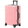 Krute Zipperless Luggage 24 Inch Aluminum Frame Suitcase with Spinner Wheels PC+ABS Hardide Checked Luggage TSA Approved No Zipper Travel Suitcase Pink