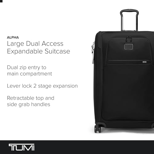 TUMI - Alpha Large Dual Access Expandable 4-Wheeled Checked Luggage - Zipper Expansion - Durable Large Capacity Suitcase with TSA Lock - Black