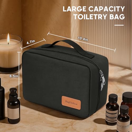BagUrshion Toiletry Bag for Men,Mens Travel Toiletry Organizer,Men's Travel Essentials,Water Resistant Shaving Bag for Toiletries Accessories -Black