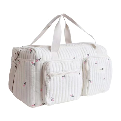 ALINUOYQ Quilted Diaper Bag Tote Cute Large Baby Bag for Mom, Hospital Bags for Labor Delivery, Weekender & Overnight Travel Duffel Bags for Women, Pañaleras para Bebe