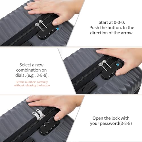 Rosamo Luggage Sets 3 Piece, ABS Suitcase Set (20/24/28), Hardside luggage with Spinner Wheels, Travel Luggage,14x8x9 Airline Approved Carry on, Lightweight Luggage with High-Security Lock