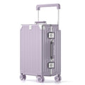 ROPLUS Aluminium Frame Checked-Luggage with Smooth Jelly Wheels, Hardside Zipperless Rolling Suitcase with TSA Lock (Purple, 21-Inch)