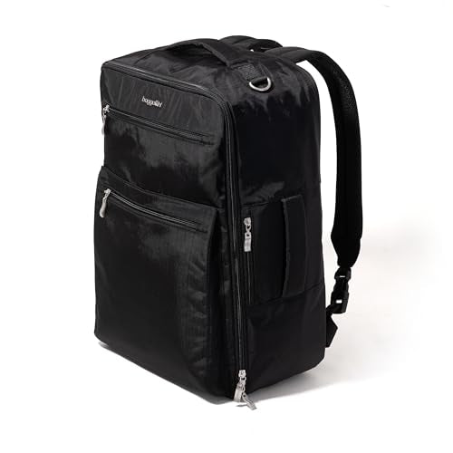 Baggallini Tandem Convertible Travel Backpack with 16" Laptop Padded Laptop Compartment, RFID, Water Repellent, Luggage Sleeve