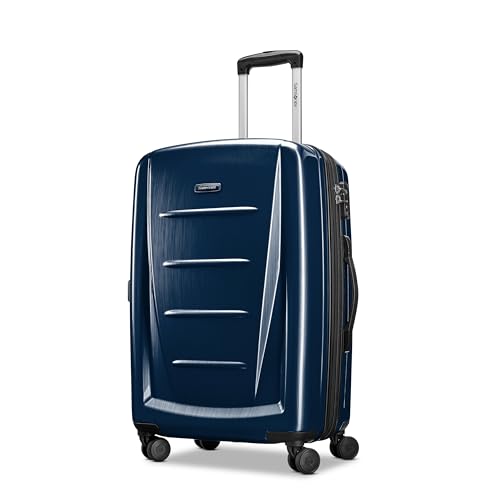 Samsonite Winfield 2 Hardside Expandable Luggage with Spinner Wheels, Navy, Checked-Medium 24-Inch