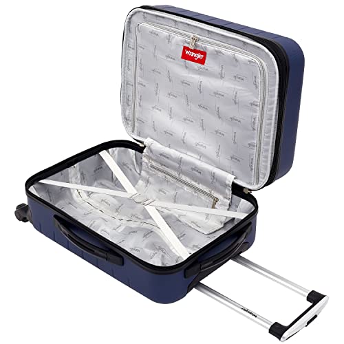 Wrangler Smart Spinner Hardside Luggage, 2 Piece Set, Navy Blue