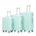 MoBtovs Luggage Sets, 3 Piece Durable Suitcase Set, ABS with Spinner Wheels and Combination Lock, 20"/24"/28", Suitable for Long Term travel and Carrying with You, Mint Green