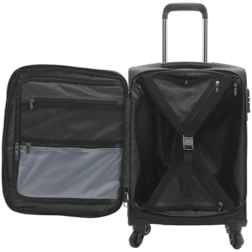 TRAVELERS CLUB Explorer 28" Suitcase Expandable Softside Spinner Check-in Luggage With 360 4 Wheel System - BLACK