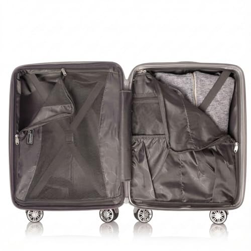 Gabbiano 9060 3 Piece PC Luggage Set – Expandable Hardshell Suitcase with Add-A-Bag Strap, TSA Lock & 8-Wheel Spinners – Lightweight (20" Carry On, 26" Medium, 30" Large) (Silver, Carry-on)
