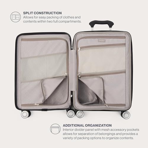 Travelpro Pathways 3 Hardside Expandable Luggage, 8 Spinner Wheels, Lightweight Hard Shell Suitcase, Cloud Grey, Checked Medium 25 Inch