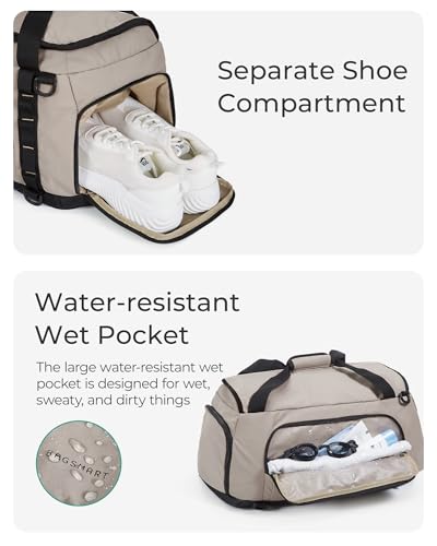 BAGSMART 4-IN-1 Gym Bag for Women Men, TSA Lightweight Duffle Bag for Travel with Shoe Compartment & Wet Pocket, 22L/30L/38L Tactical Backpack with 40oz Water Bottle Holder