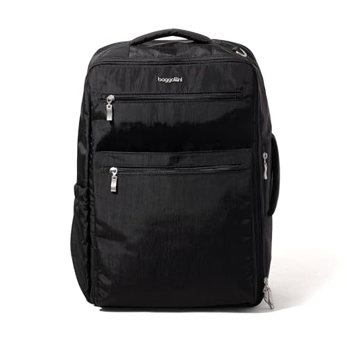 Baggallini Tandem Convertible Travel Backpack with 16" Laptop Padded Laptop Compartment, RFID, Water Repellent, Luggage Sleeve