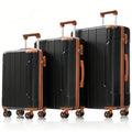 Merax Luggage Set 3 Piece, Hard Shell Suitcase Set with Spinner Wheels, Lightweight and Durable, Telescoping Handle, Carry On Luggage for Business and Vacation Travel (Black Brown)