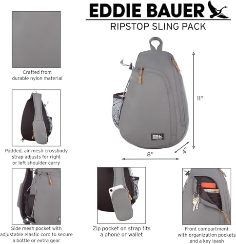 Eddie Bauer Ripstop Sling Bag | Travel | Everday Carry | Lightweight | Ripstop Nylon | Adjustable | 8L - Marine