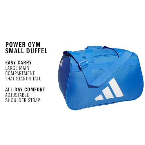 adidas Power Gym Bag – Lightweight Small Duffel, Ray Blue/White, OSFA