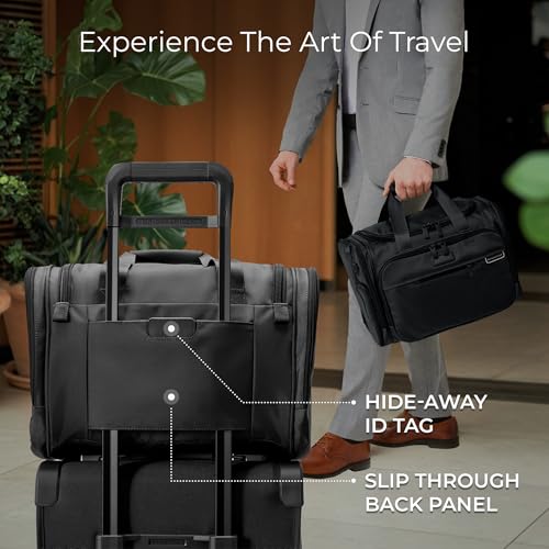 Briggs & Riley Underseat Duffle Bag - Personal Item Travel Bag for Women & Men, Carry On, Fits Under Airplane Seat, Weekender & Overnight Luggage, Lightweight - Baseline Collection, Black