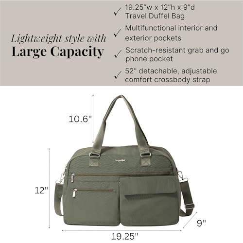 Baggallini Modern Everywhere Travel Duffel - Lightweight 19x12 Inch Overnight Travel Weekender Bag