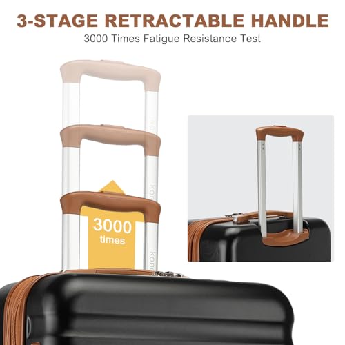 Kono Airline Approved Carry On Luggage, 22x14x9 inches, 20 Inch Expandable Lightweight Hardshell Suitcase with TSA Lock, (Black Brown, Suitable for 1-3 Days of Travel)