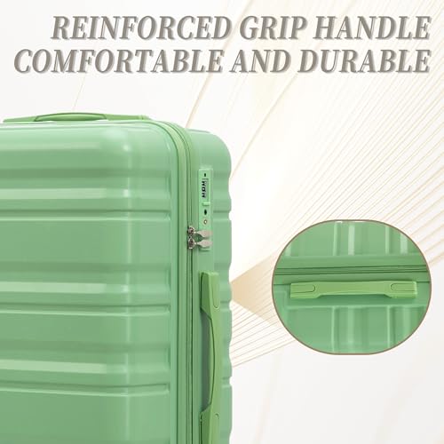 Hardshell Luggage Sets, Lightweight Stripes Suitcases with Spinner Wheels, Green-181