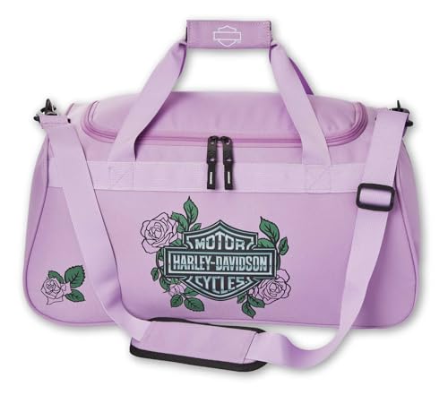 Harley-Davidson Bar & Shield Logo Roses Graphic Durable Duffel Bag - Pink