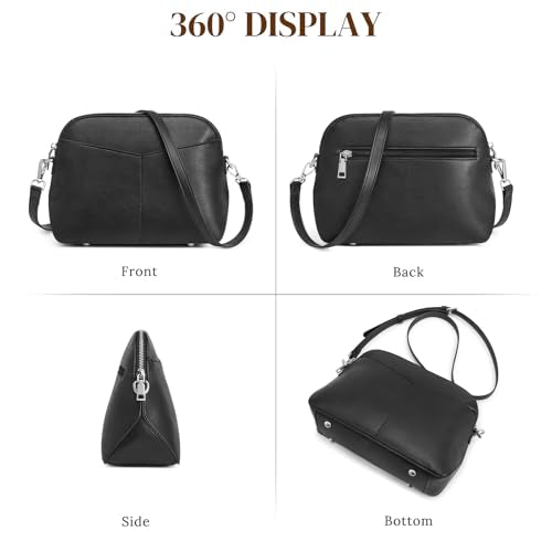 S-ZONE Crossbody Bags for Women Trendy Small Cross Body Purse for Woman Vegan Leather Designer Shoulder Bag Travel Everyday Black