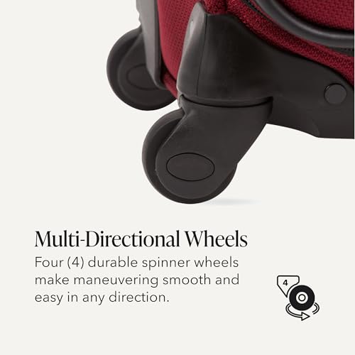 SWISSGEAR Sion Softside Expandable Spinner Luggage Durable Lightweight Travel Suitcase, Burgundy, Checked-Large