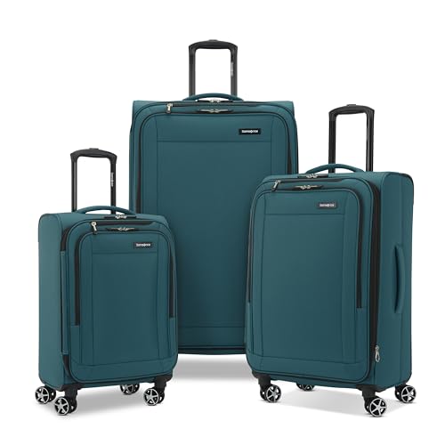 Samsonite Saire LTE Softside Expandable Luggage with Spinner Wheels, Pine Green, 3-Piece Set (Carry On/Medium/Large)
