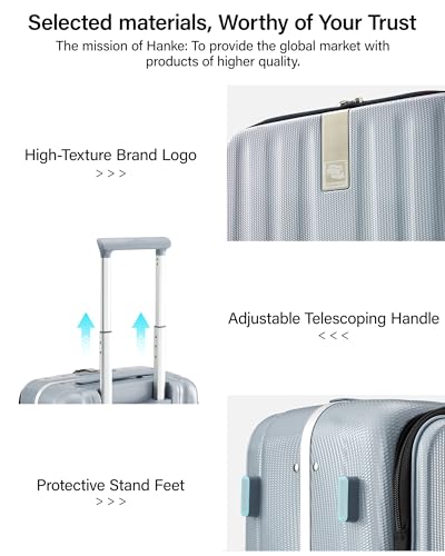 Hanke 26 Inch Large Checked Luggage PC Hard Shell Luggage Top Opening Travel Luggage Suitcases with Wheels for Woman Men.(Grey)
