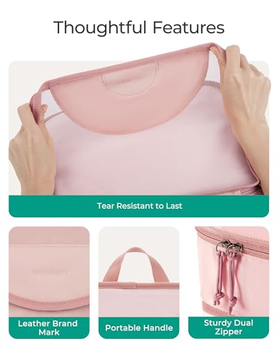 BAGSMART Garment Folder Packing Cubes for Travel, 4 Set Lightweight Travel Cubes for Wrinkle Free, Durable Suitcase Organizers Bag Set for Travel Essentials Baby Pink