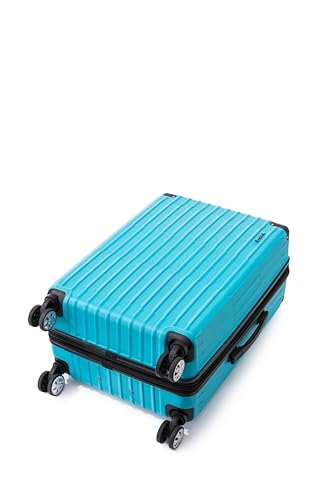 Rockland Costa Mesa 3 Piece Luggage Set, 2 Piece Hard Case Upright Luggages with Spinner Wheels and a 14" Polyester Tote Bag, (20"/24"/14" Tote), Turquoise