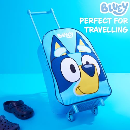 Bluey Kids Rolling Suitcase, 16 x 13 x 4 inches, Luggage for Girls and Boys, Travel Bag with Extendable Handle and Wheels, Gifts for Kids