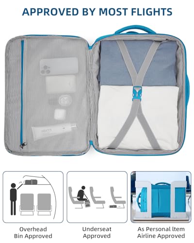 LARVENDER Carry on Luggage 22x14x9 Airline Approved, Expandable 20 Inch Hardside Large Suitcase with Wheels TSA Lock, Lightweigh PC+ABS Travel Carry-on Suitcases for Women and Men, Ocean Breeze