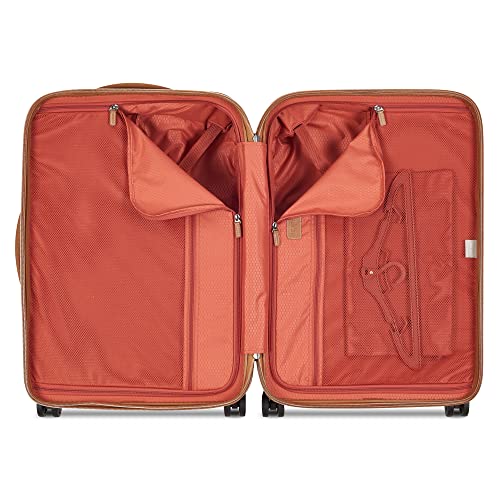 DELSEY PARIS Chatelet Air 2.0 Checked Suitcase 24 Inch Medium, Hardside Polycarbonate Luggage, Dual-Density Spinner Wheels, TSA Lock, Chocolate Brown